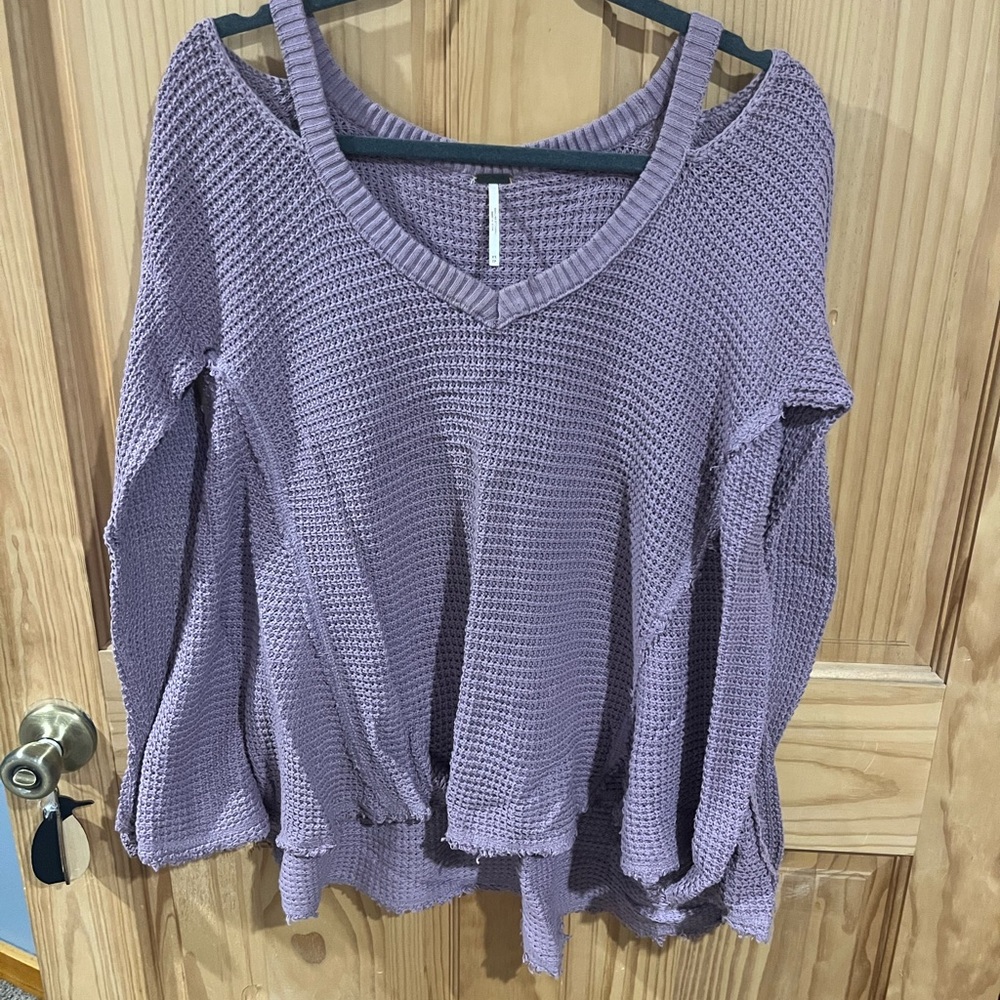 Free People V-Neck Waffle Knit Women's Sweater